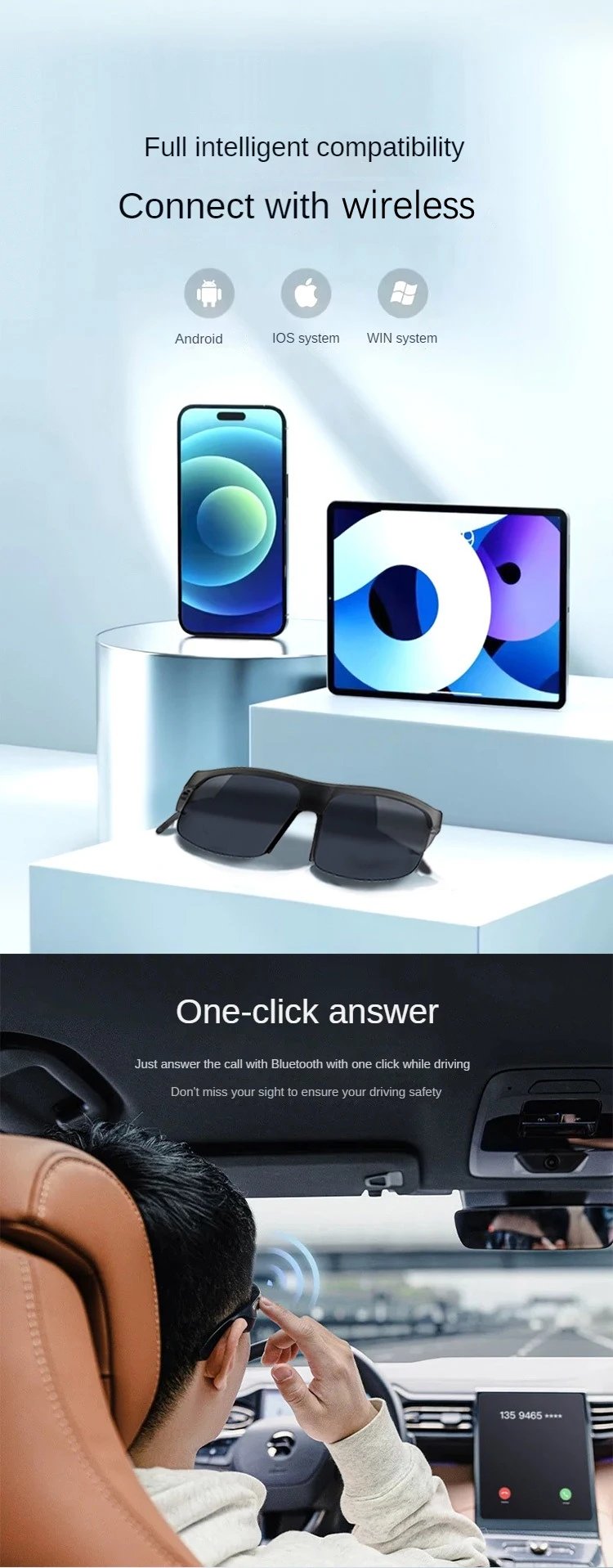 Upgraded Smart Bluetooth V5.3 Sunglasses: Your Stylish Tech Accessory