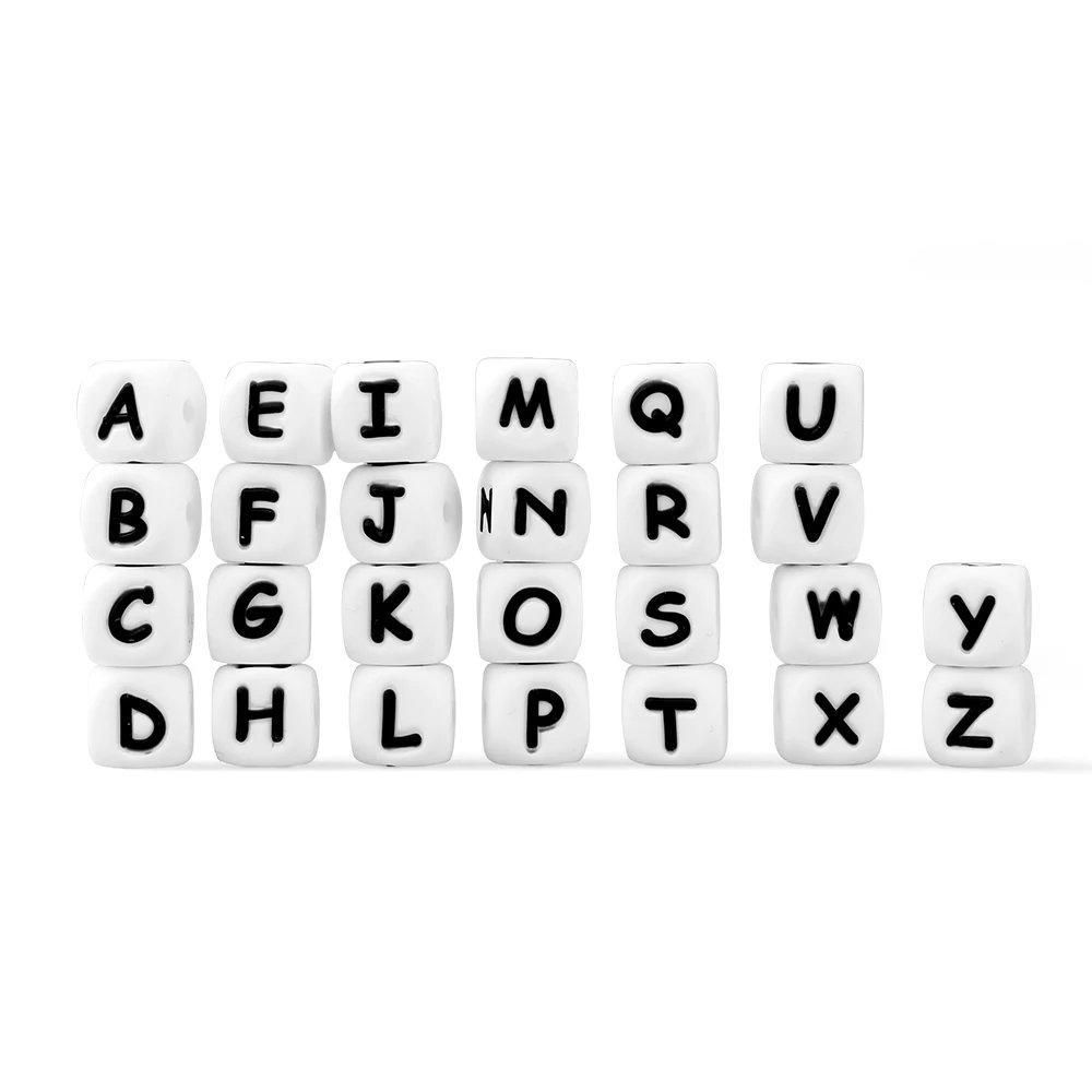 100Pcs 12mm Baby Silicone Letters Beads: Colorful and Chewy