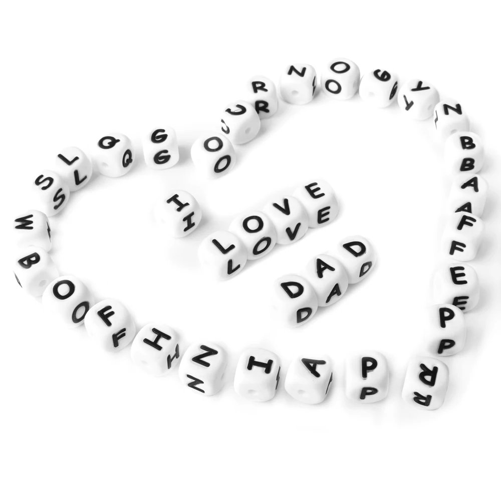100Pcs 12mm Baby Silicone Letters Beads: Colorful and Chewy