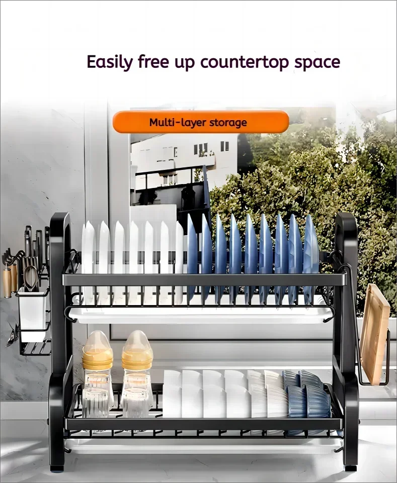 2-Tier Compact Dish Rack: A Space-Saving Essential
