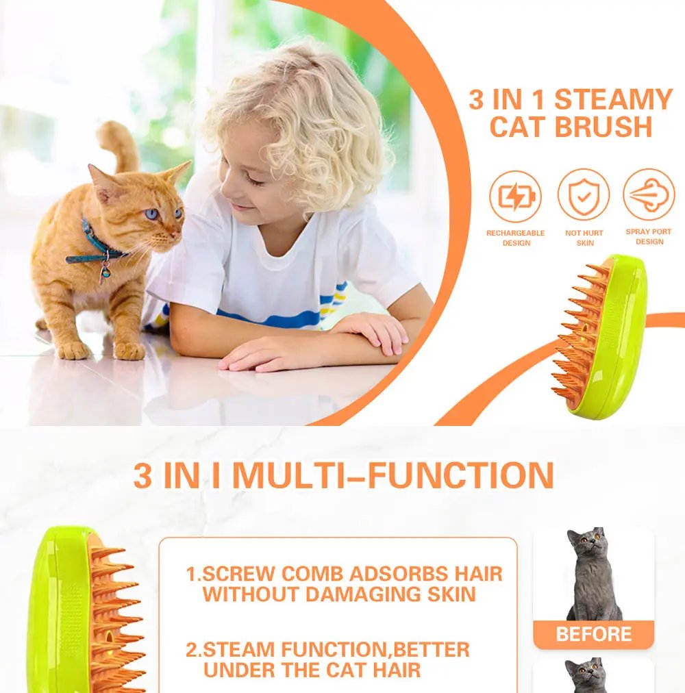 3-in-1 Pet Steam Brush: A Grooming Essential