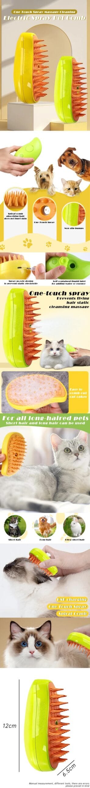 3-in-1 Pet Steam Brush: A Grooming Essential