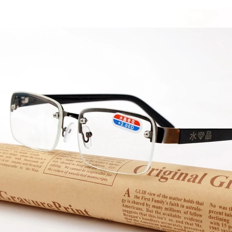 The High-quality Half-frame Reading Glasses for Mens Natural Original Stone Presbyopia Glasses