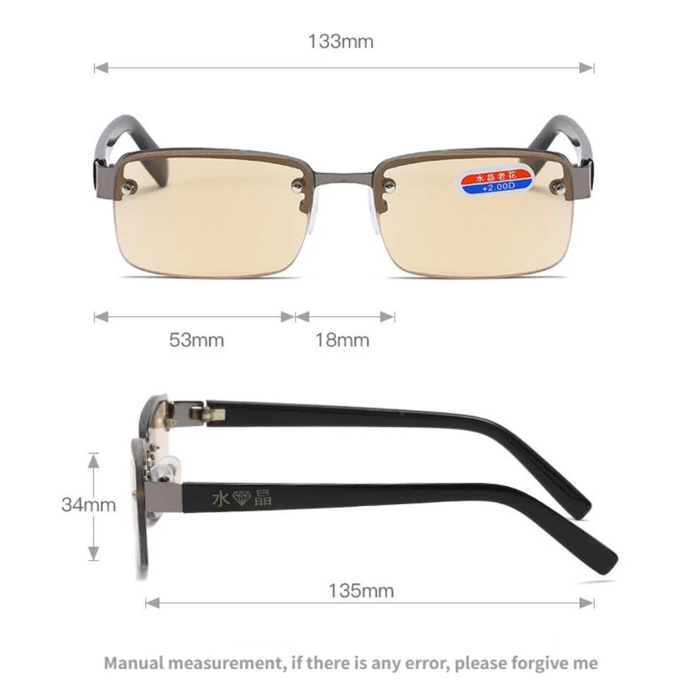 The High-quality Half-frame Reading Glasses for Mens Natural Original Stone Presbyopia Glasses