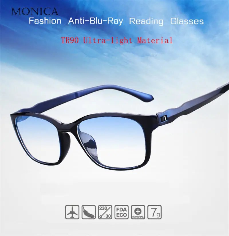 Reading Glasses Men Anti Blue Rays Presbyopia Eyeglasses Antifatigue Computer Eyewear with +1.5 +2.0 +2.5 +3.0 +3.5 +4.0