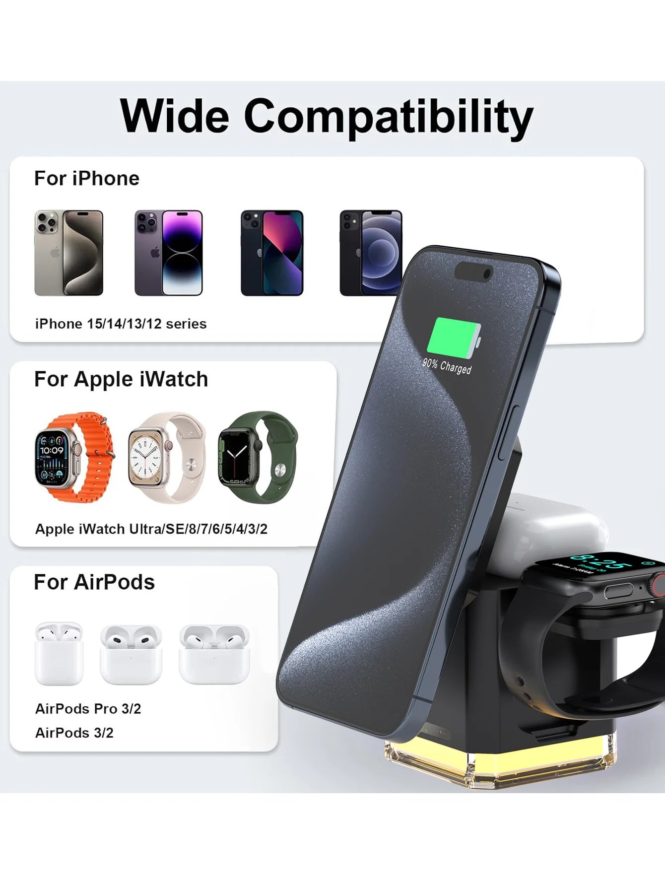 40W 4-in-1 Wireless Charging Stand: Power Up Your Devices