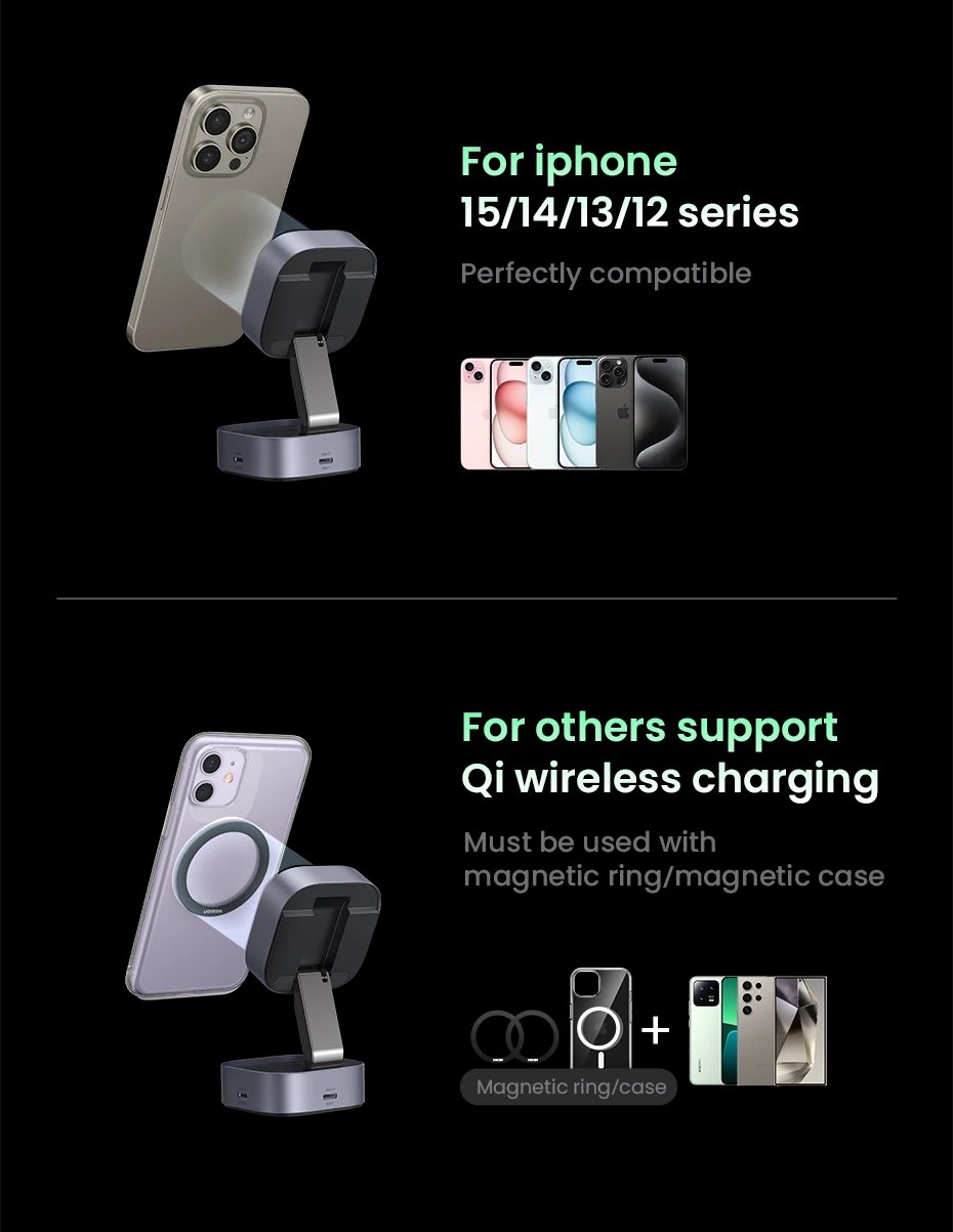 UGREEN 25W Magnetic Wireless Charging Stand: Power Up Your Devices