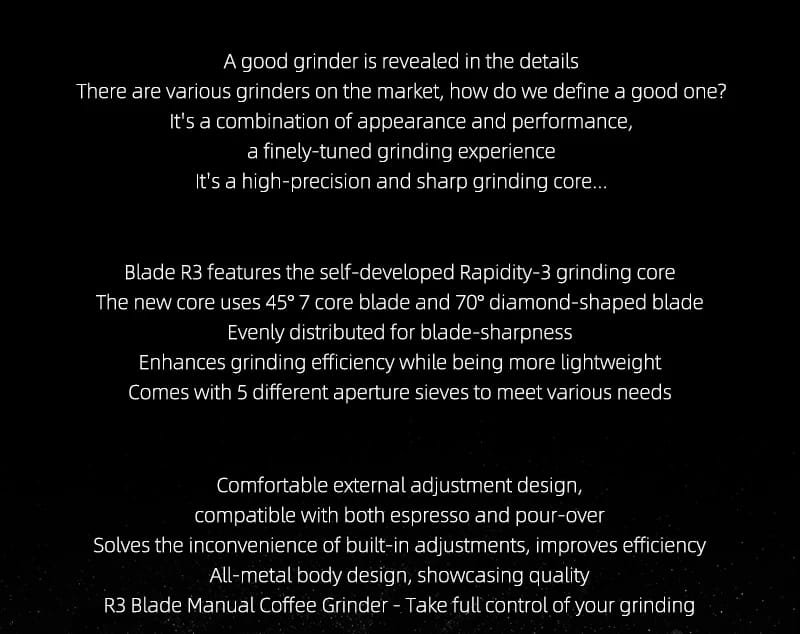 R3 Manual Coffee Grinder: Precision Grinding for Espresso