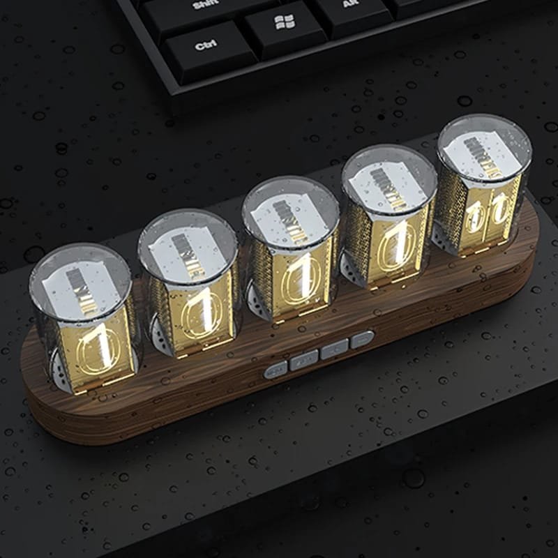 Digital Nixie Tube Clock with RGB LED Glows for Game Room Desktop Decoration. Luxury Box Packing for Gift Idea.