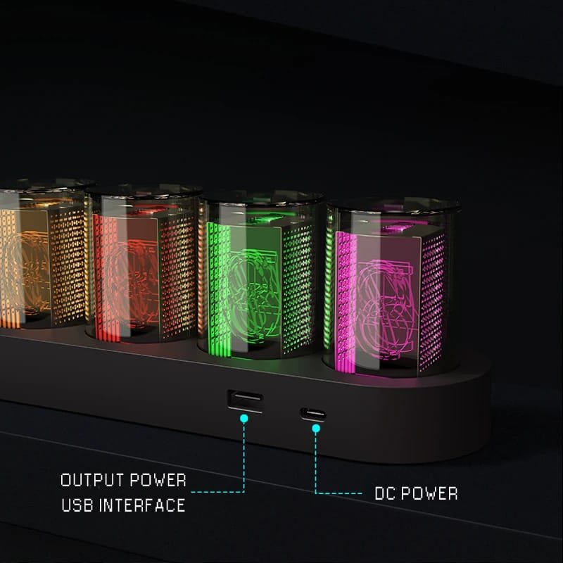 Digital Nixie Tube Clock with RGB LED Glows for Game Room Desktop Decoration. Luxury Box Packing for Gift Idea.