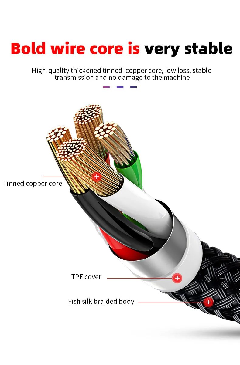4 In 1/ 3 In 1 Micro USB Type C Fast Charging Cable 3A Quick Charge Phone Data Line Cord For Iphone 15 14 Xiaomi Huawei USB C