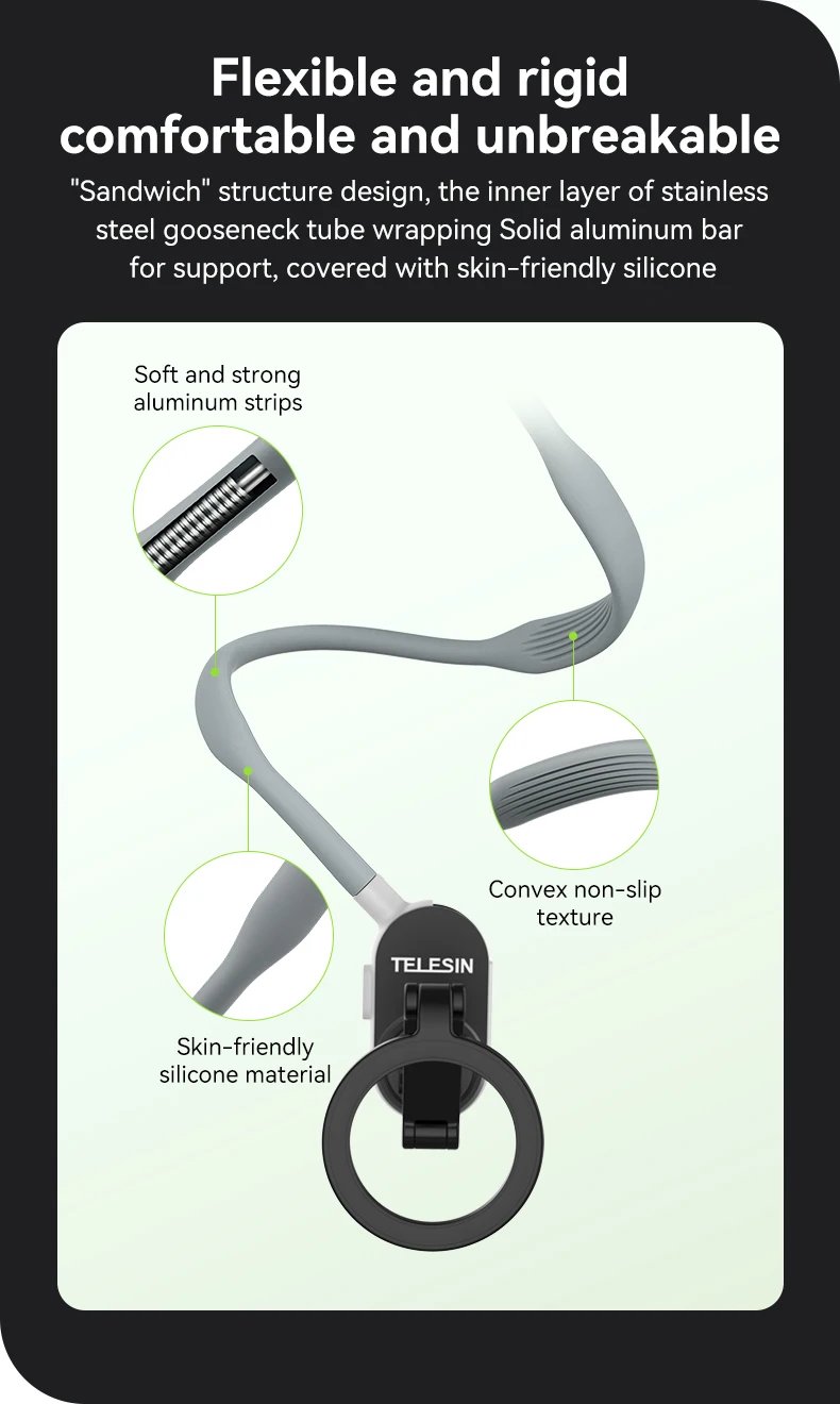 TELESIN Silicone Magnetic Quick Release Neck Mount