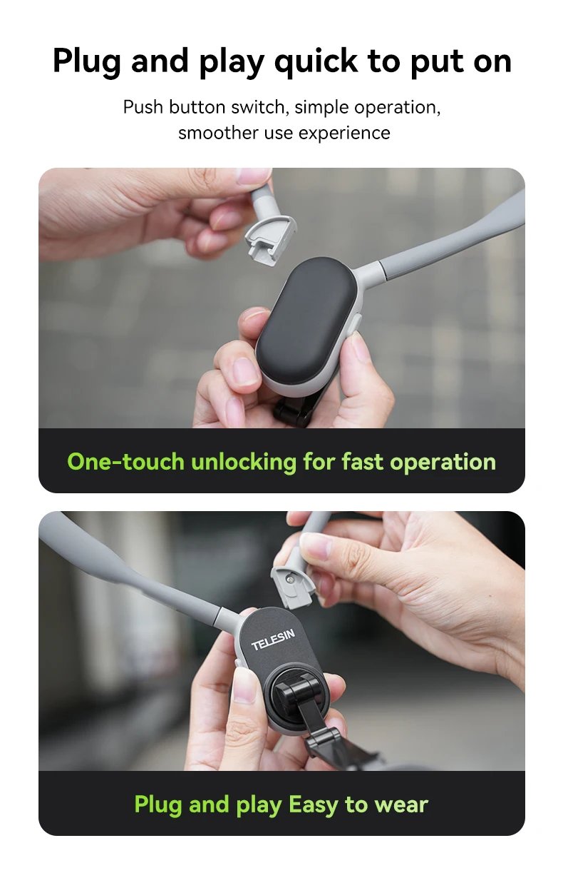 TELESIN Silicone Magnetic Quick Release Neck Mount
