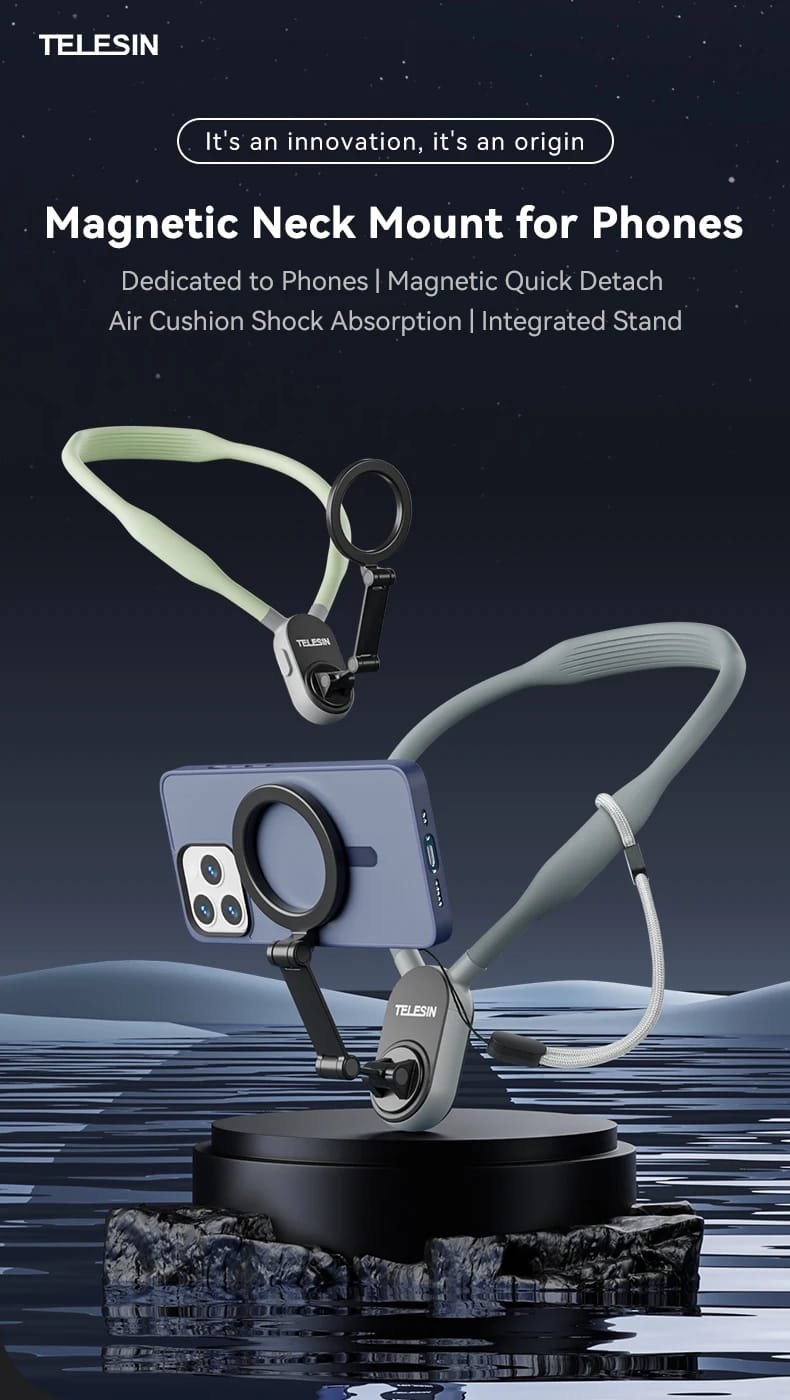 TELESIN Silicone Magnetic Quick Release Neck Mount