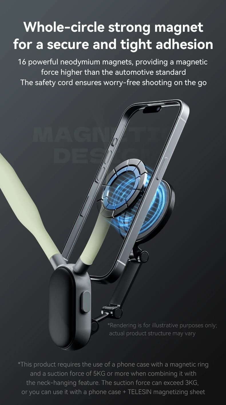 TELESIN Silicone Magnetic Quick Release Neck Mount