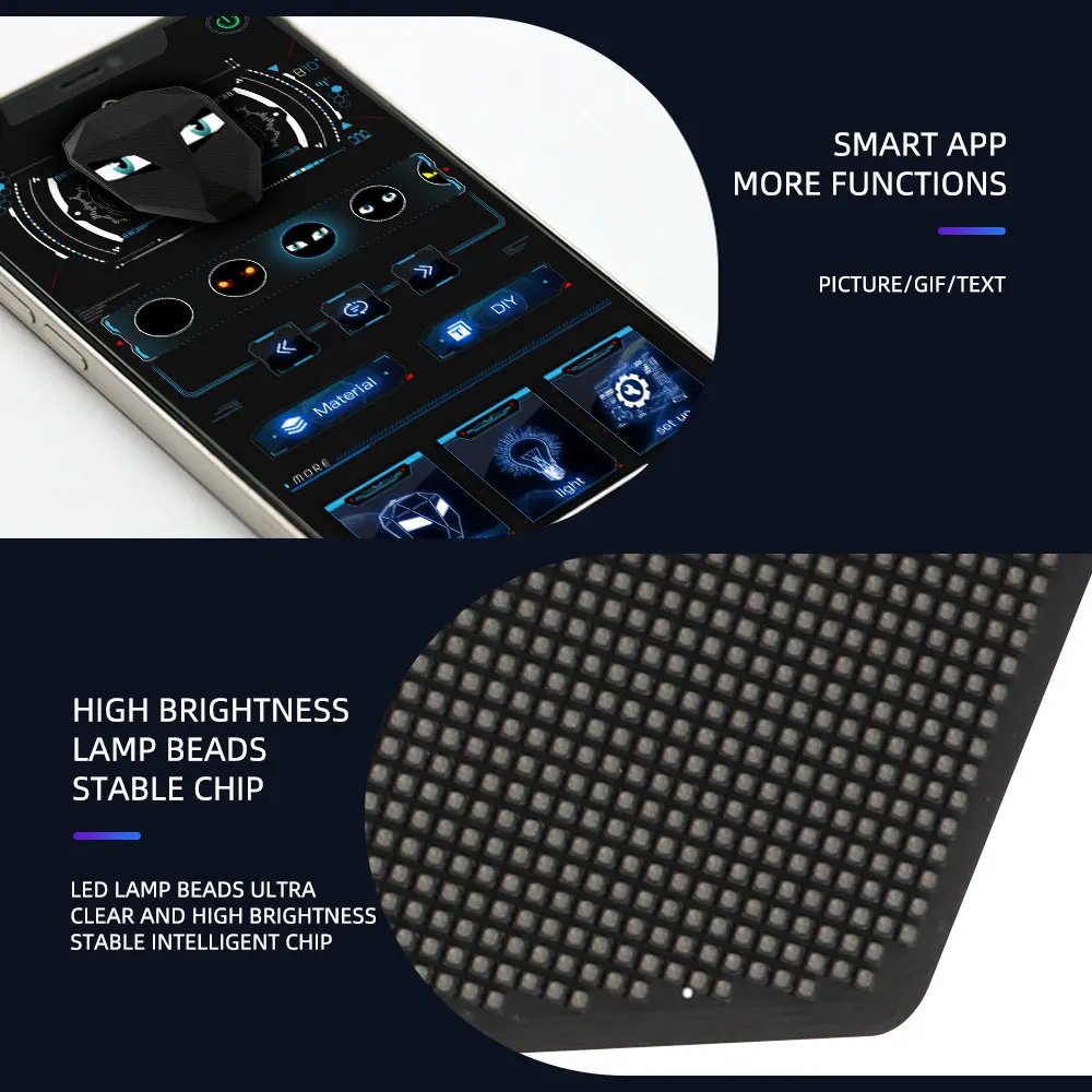 Car Devil Eyes Light Modification Winking Eye Animation Led Display Programmable DIY Animation Pattern Auto Demon Eye Pixel Scre
