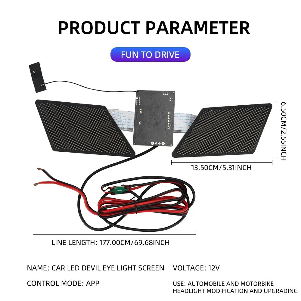 Car Devil Eyes Light Modification Winking Eye Animation Led Display Programmable DIY Animation Pattern Auto Demon Eye Pixel Scre